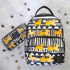 Loungefly Disney Simba and Nola Black & White Striped Mini Backpack and Wallet